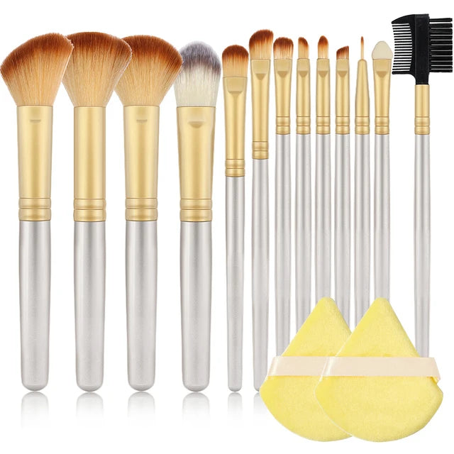 Professional 13PCS Makeup Brushes Set 2 Powder Puff Sponge for Cosmetics Foundation Blush Eyeshadow Blending Brush Beauty Tools