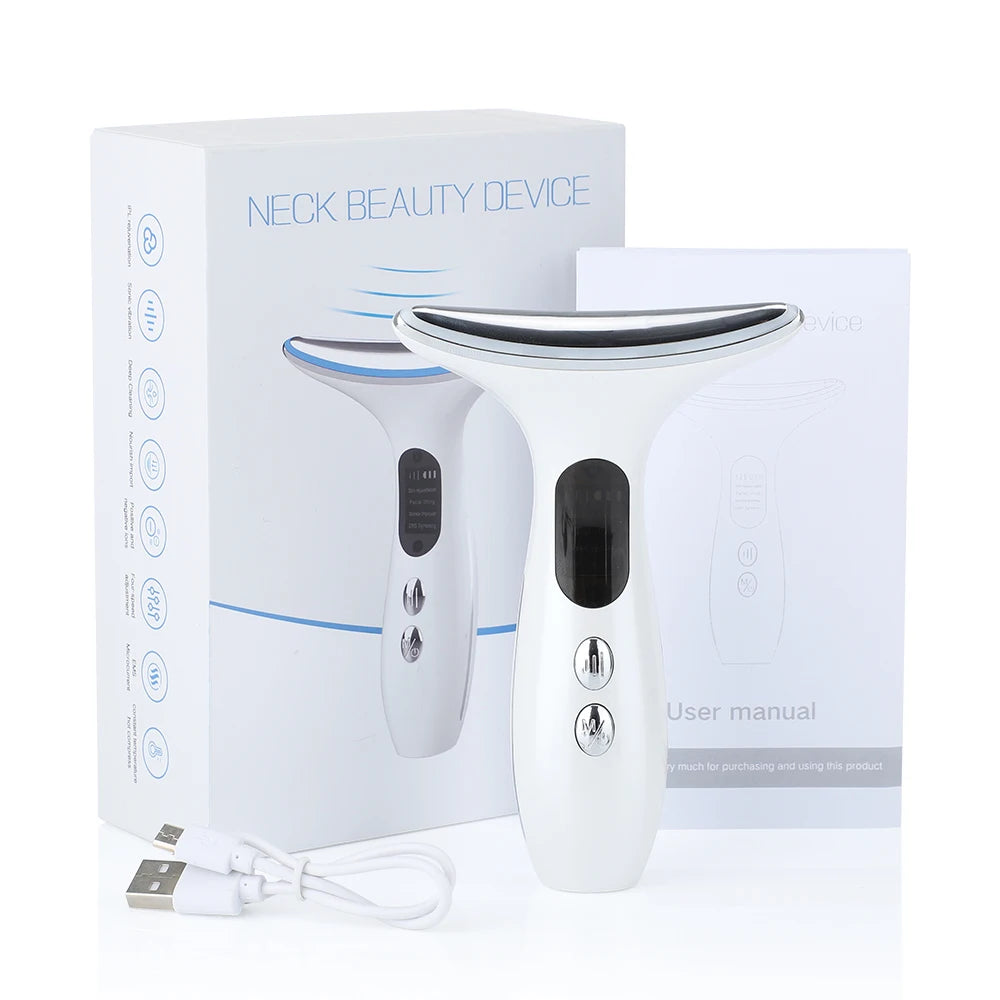 EMS Neck Face Beauty Care LED Photon Therapy Rejuvenation Skin Tighten Reduce Double Chin Anti Wrinkle Slimming Lifting Massager