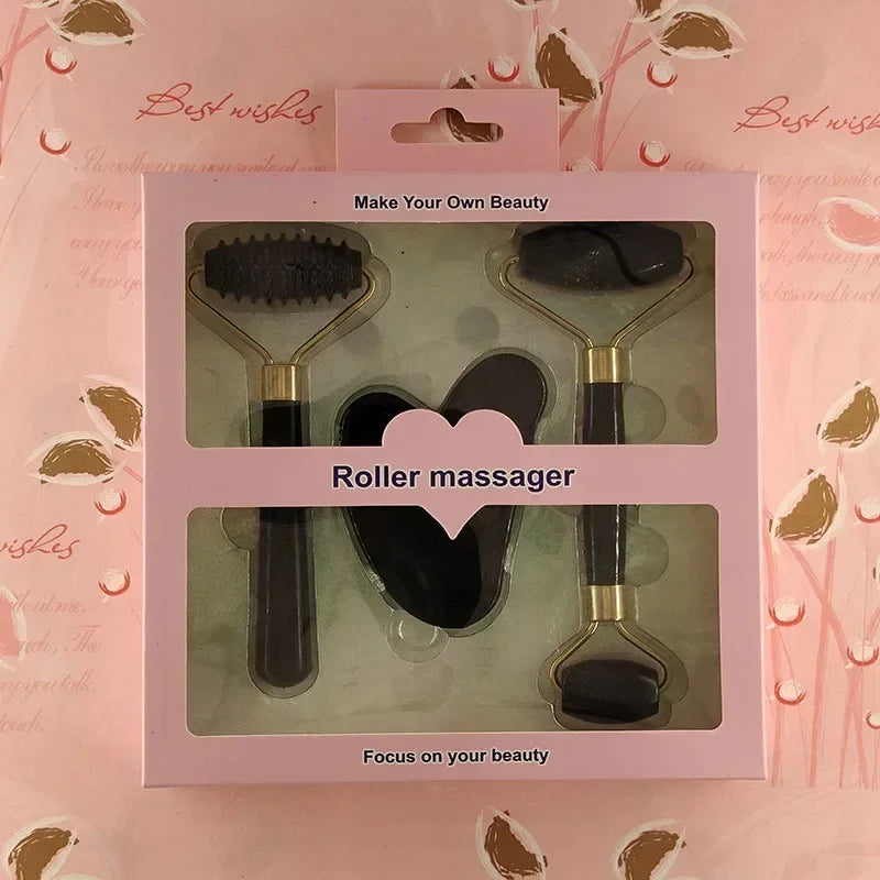 3Pcs Resin Facial Massager Face Massage Roller Guasha Board Body Neck Eyes Massage Face Lifting Anti-Wrinkle Skin Care Tools