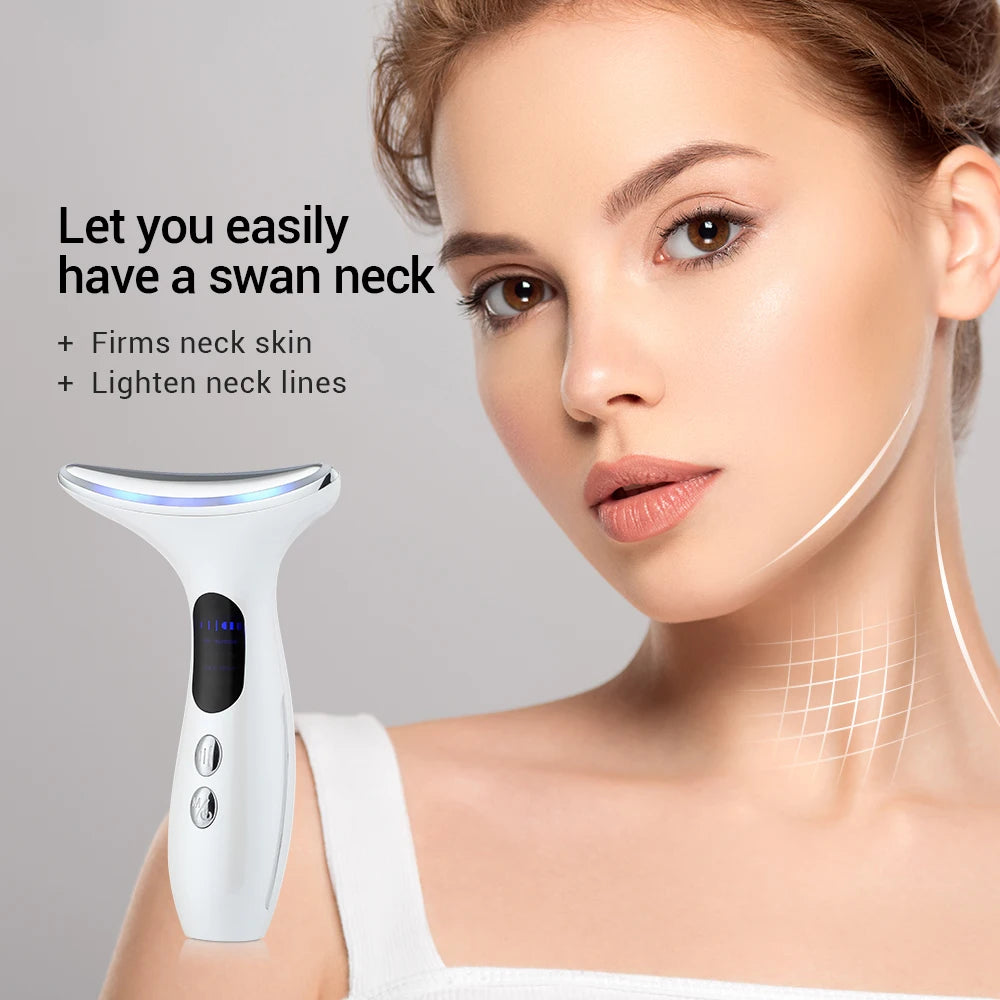 EMS Neck Face Beauty Care LED Photon Therapy Rejuvenation Skin Tighten Reduce Double Chin Anti Wrinkle Slimming Lifting Massager
