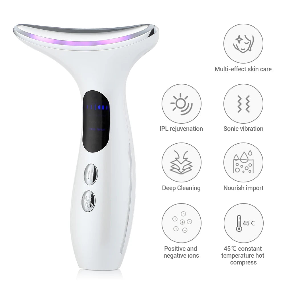 EMS Neck Face Beauty Care LED Photon Therapy Rejuvenation Skin Tighten Reduce Double Chin Anti Wrinkle Slimming Lifting Massager