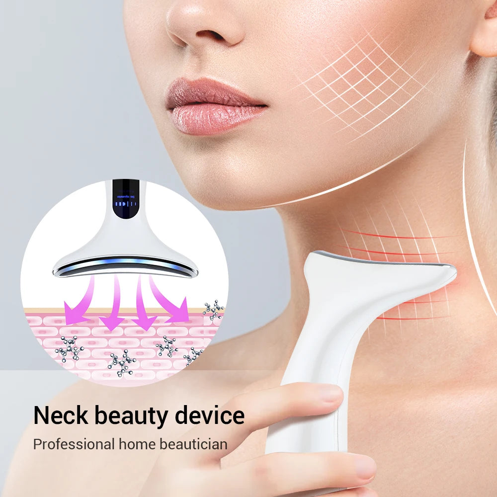 EMS Neck Face Beauty Care LED Photon Therapy Rejuvenation Skin Tighten Reduce Double Chin Anti Wrinkle Slimming Lifting Massager