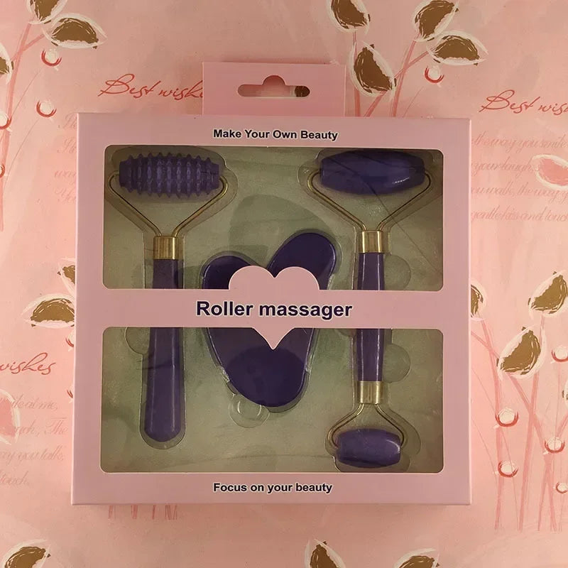 3Pcs Resin Facial Massager Face Massage Roller Guasha Board Body Neck Eyes Massage Face Lifting Anti-Wrinkle Skin Care Tools